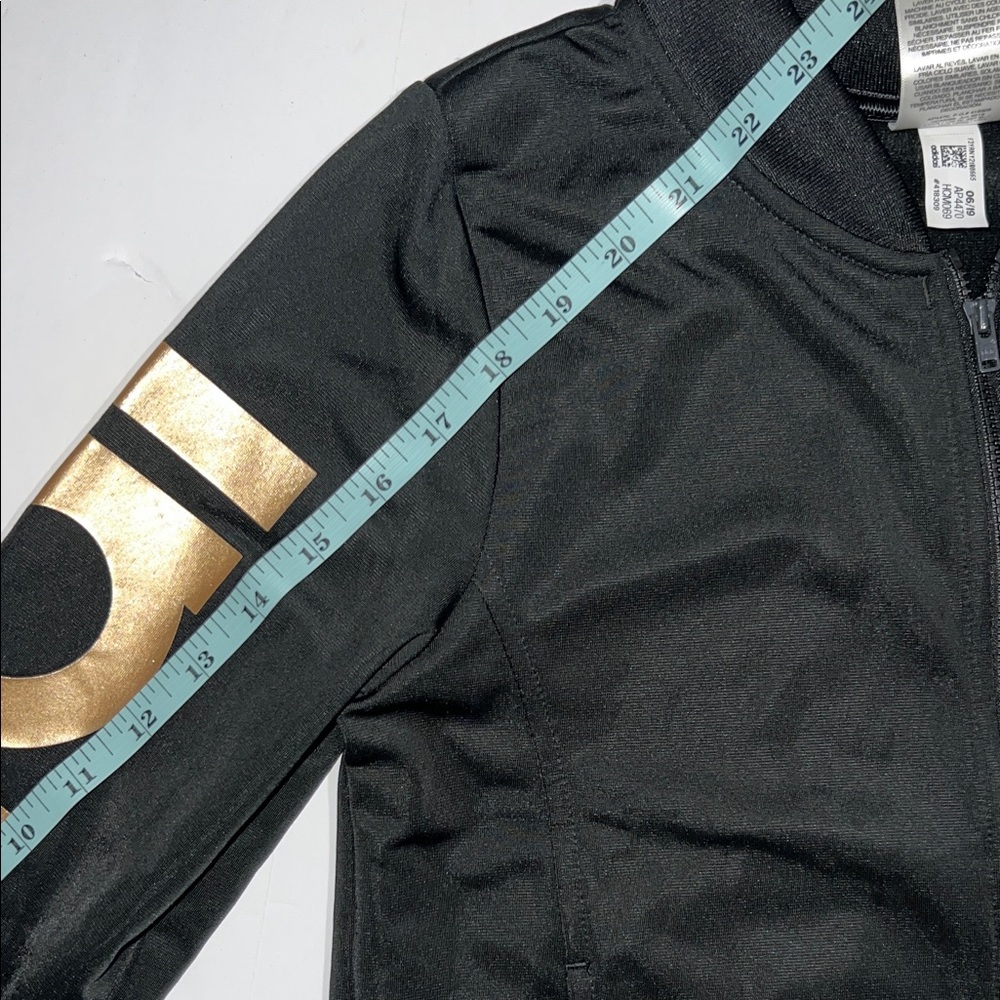 Adidas Black Jacket with Gold Accents Kids size 10/12 - Picture 8 of 9
